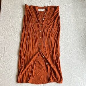 Alohiwai Rust Orange Button-Up Midi Skirt